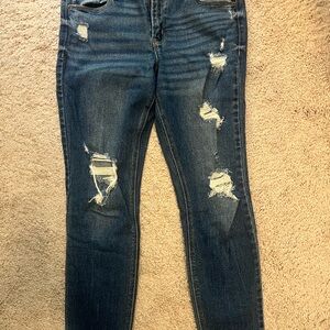 Old Navy Dark Blue Distressed Skinny Jeans